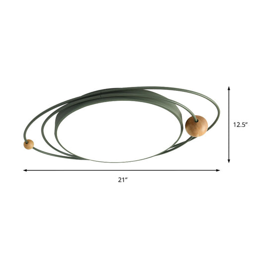 21’/26’/31’ Dia Round Flush Mount Light – Nordic Metal Gray/White/Green Led Ceiling For