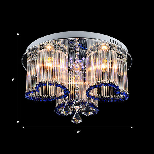 Modern Crystal Ceiling Lamp With Loving Heart Design - 3/5 Lights Blue