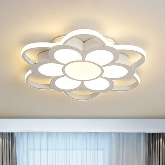 Contemporary Led Ceiling Light: 20.5/27/31.5 Dia White Metal Flush Mount Fixture For Living Room