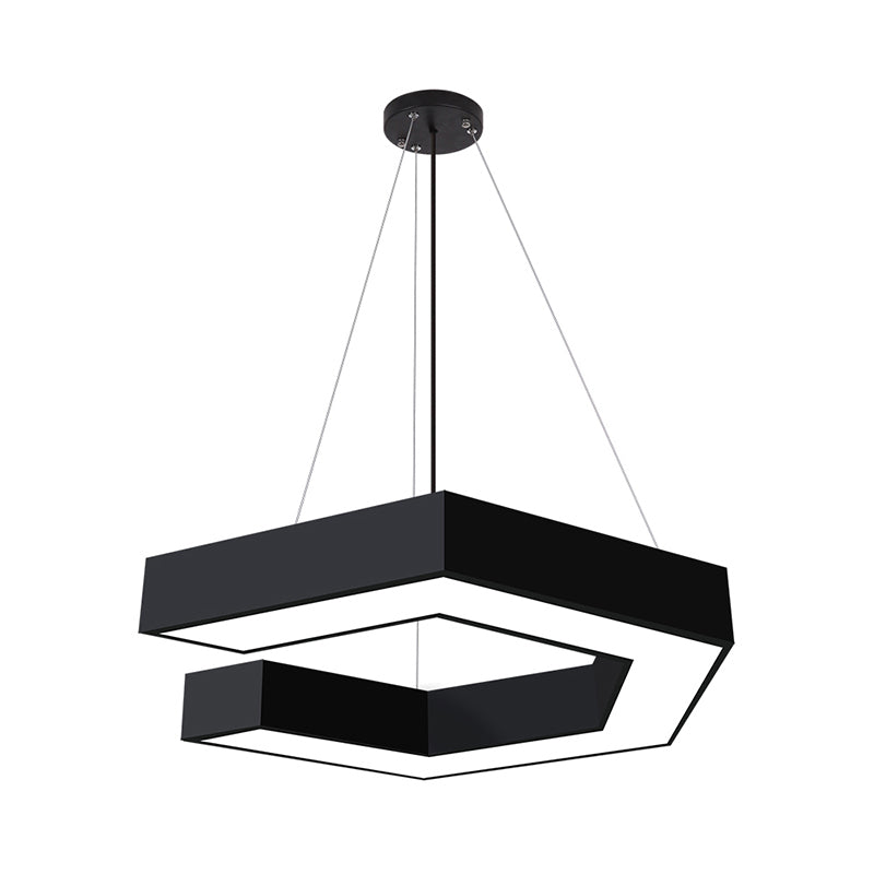 Modern Geometric Pendant Lighting: Black Metal Led Ceiling Lamp For Office - 19.5/23.5/31.5 Wide