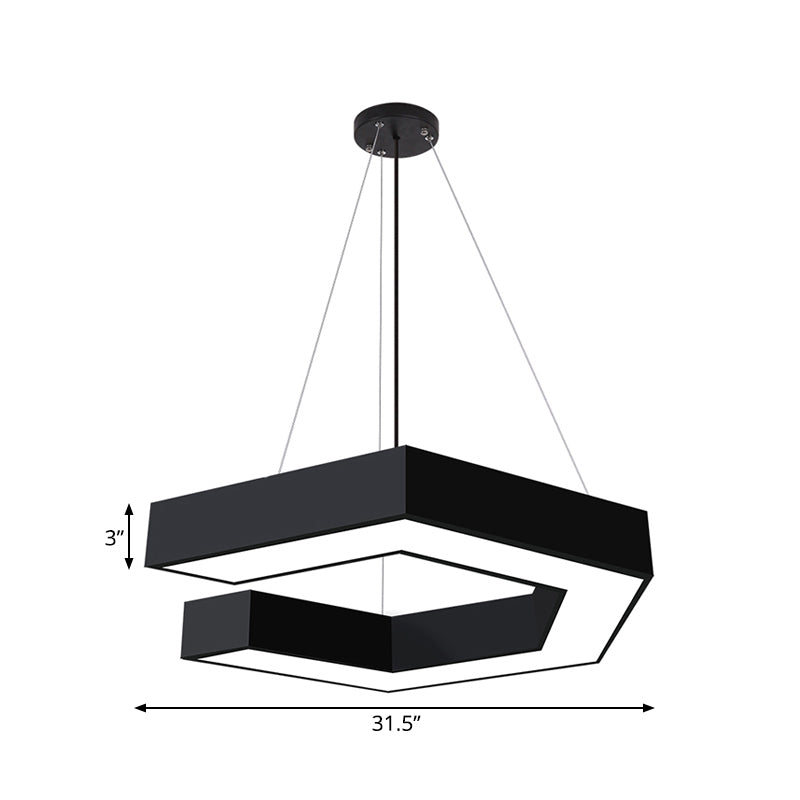 Modern Geometric Led Pendant Lamp For Office - Black Metal Various Sizes