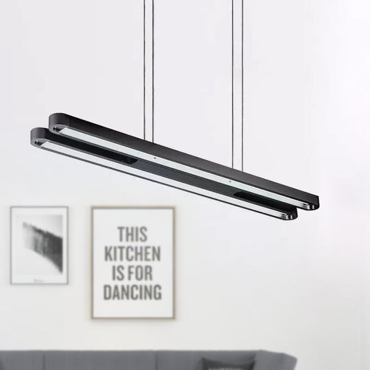 Contemporary Elongated Oval Metal Pendant Led Light - Black With Adjustable White/Warm/Natural