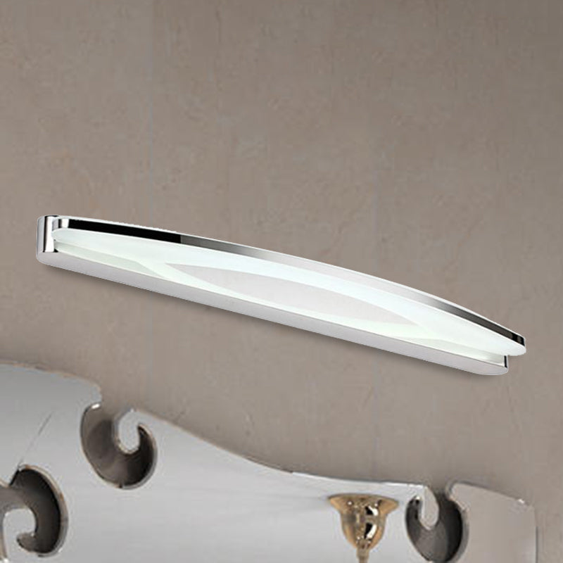 Sleek Modern Metal Vanity Lighting: Oval Shade Led Wall Light Sconce In Chrome 15/21 Dia Warm/White
