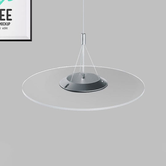 Sleek Led Clear Disc Pendant Ceiling Light For Dining Room