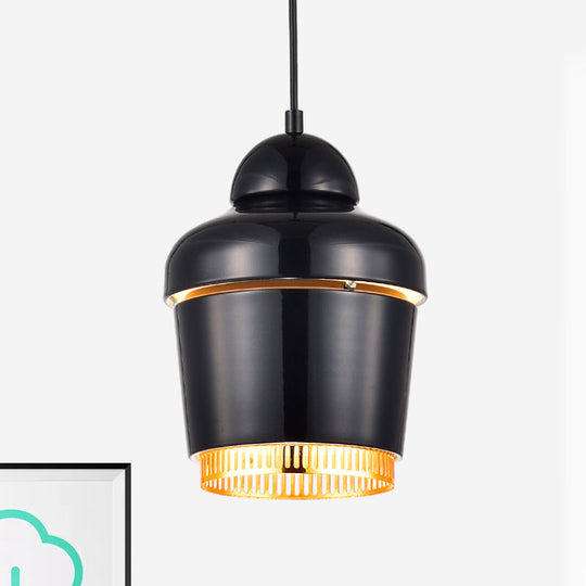 Modern Black/White/Chrome Jar Pendant Ceiling Light - Stylish Iron Hanging