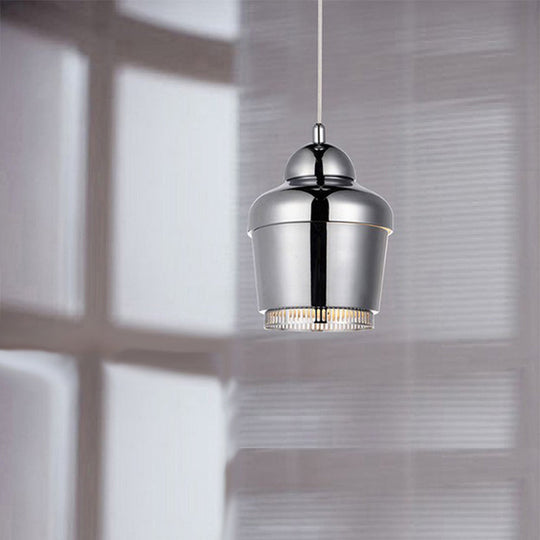 Modern Black And White Jar Pendant Light With Chrome Accents