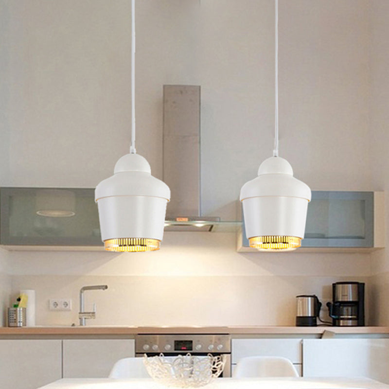 Modern Black And White Jar Pendant Light With Chrome Accents