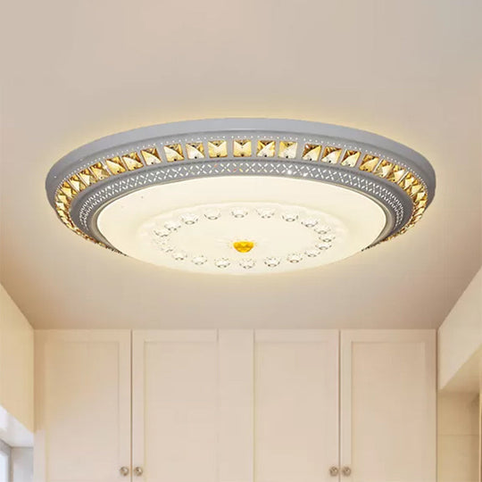 Contemporary Led Crystal Accent Ceiling Light Fixture - White 19.5/23.5/31.5 Width