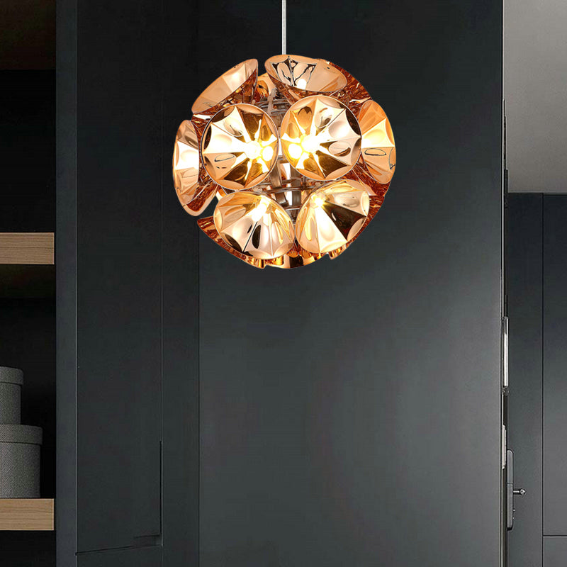 Modern Metal Chrome/Gold Led Ball Pendant Light Fixture - White/Warm 7/11 Dia