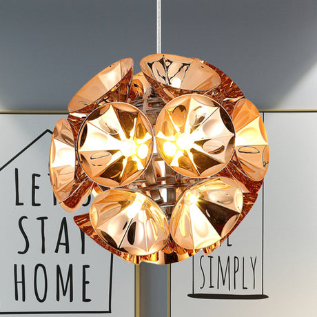 Modern Metal Chrome/Gold Led Ball Pendant Light Fixture - White/Warm 7/11 Dia