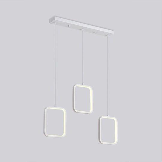 Contemporary Led Acrylic Ceiling Light Fixture - Black/White Square Drop Pendant In Warm/White