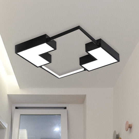 Simple Acrylic Led Flush Mount Ceiling Light In Black/White - Warm/White 16’/19.5’/23.5’ Wide