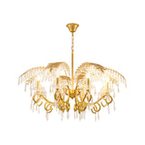 Vintage Style Branch Chandelier With Metal & Crystal Lights In Gold