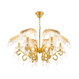 Vintage Style Branch Chandelier With Metal & Crystal Lights In Gold