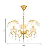 Vintage Style Branch Chandelier With Metal & Crystal Lights In Gold