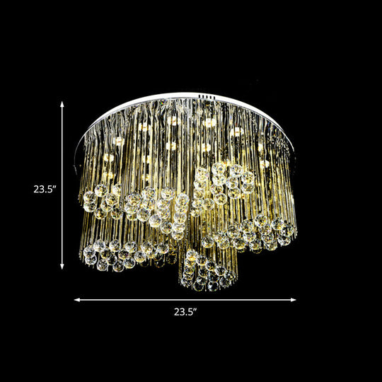Contemporary Led Flush Ceiling Light With Clear Crystal And Flower Design - Bedroom Circle Lamp In