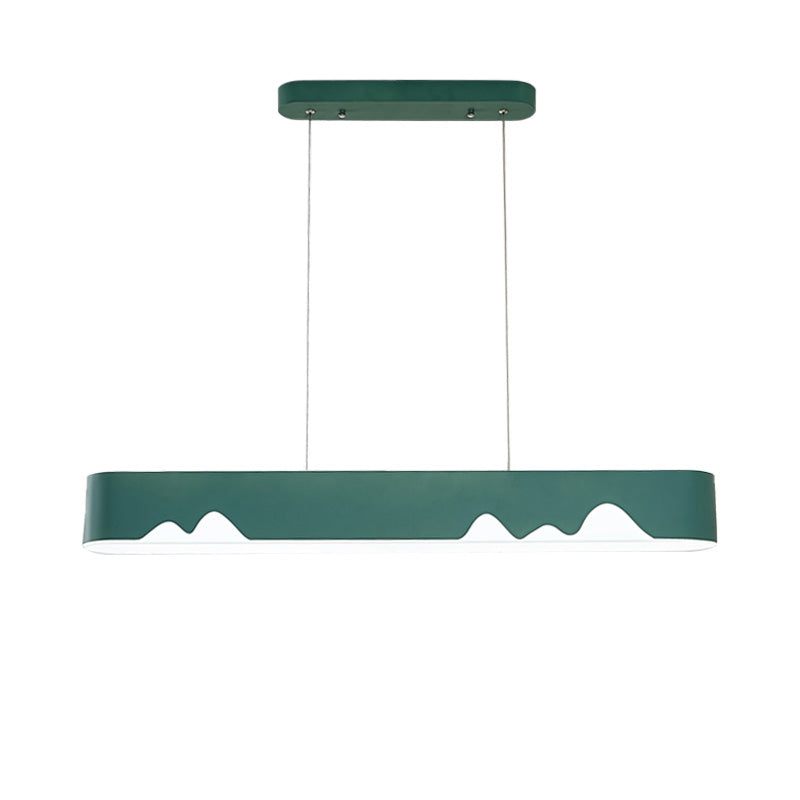 Lustre linéaire LED moderne - Blanc/noir/vert - Design rectangulaire - Plafonnier suspendu en blanc/lumière chaude - 35,5"/47" de large