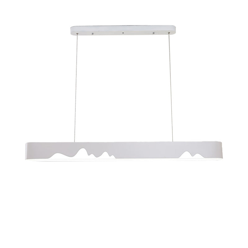 Lustre linéaire LED moderne - Blanc/noir/vert - Design rectangulaire - Plafonnier suspendu en blanc/lumière chaude - 35,5"/47" de large