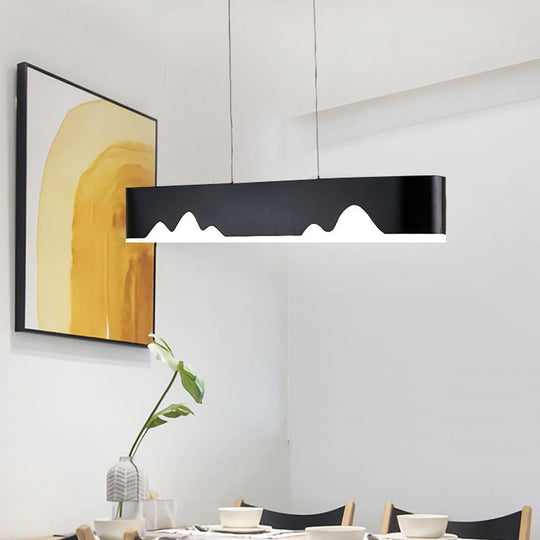 Lustre linéaire LED moderne - Blanc/noir/vert - Design rectangulaire - Plafonnier suspendu en blanc/lumière chaude - 35,5"/47" de large