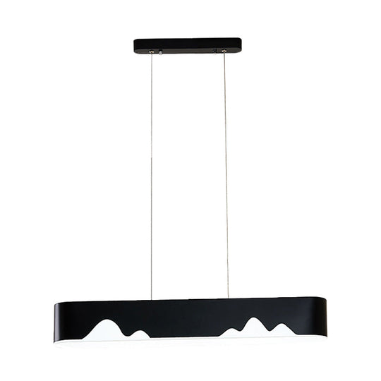 Lustre linéaire LED moderne - Blanc/noir/vert - Design rectangulaire - Plafonnier suspendu en blanc/lumière chaude - 35,5"/47" de large