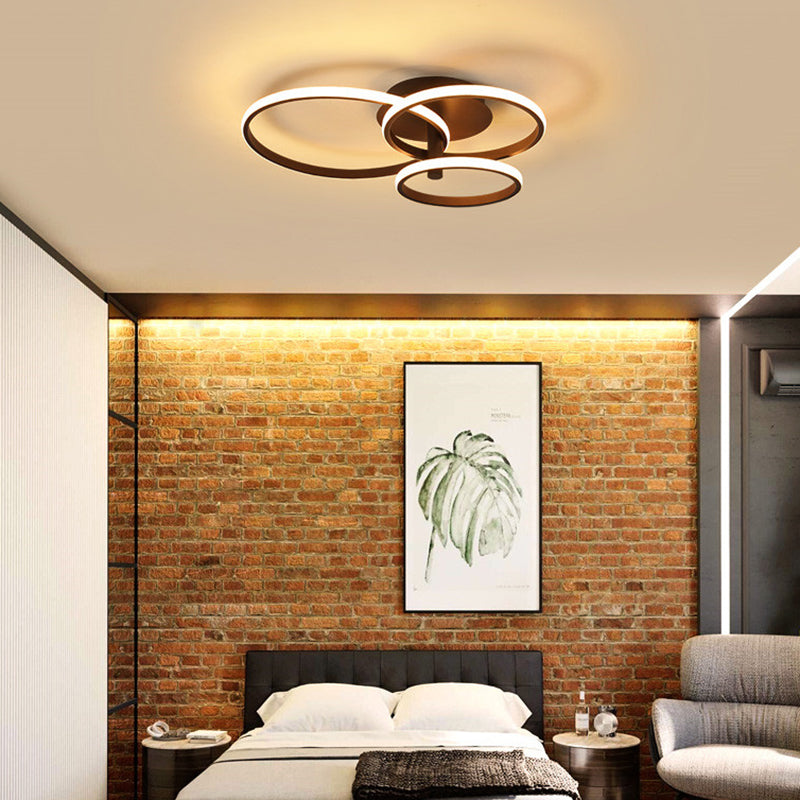 Nordic Stacked Ring Ceiling Light - Acrylic Brown/White Led 23.5’/19.5’ Wide Warm/White Brown /