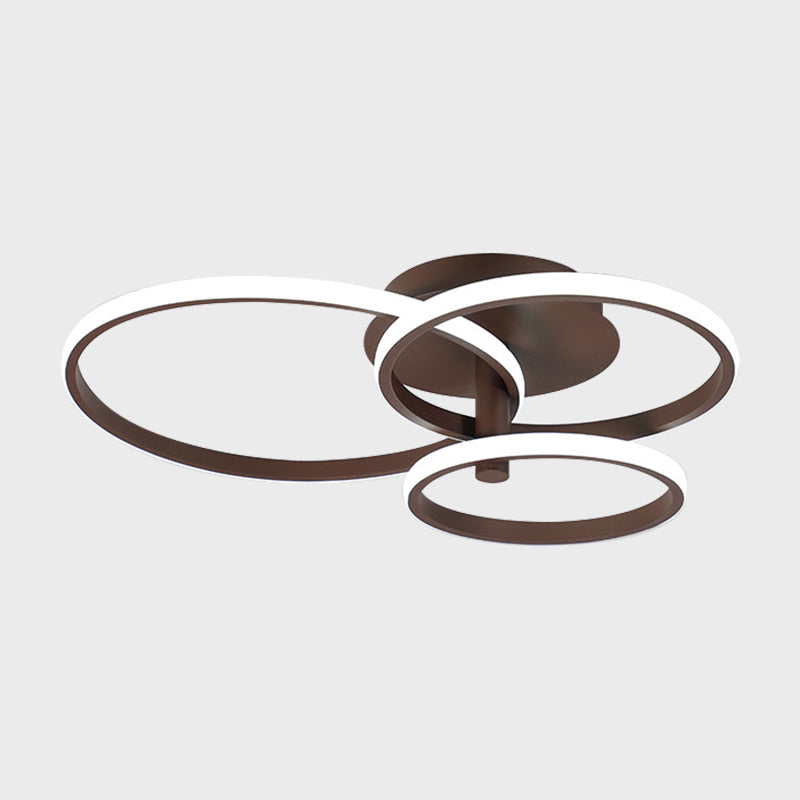 Nordic Stacked Ring Ceiling Light - Acrylic Brown/White Led 23.5’/19.5’ Wide Warm/White