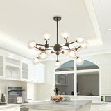 Modern Clear Glass Bubble Chandelier With Starburst Design - 9/12/15 Lights Black/Gold 15 / Black