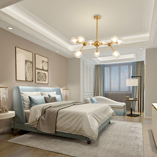 Modern Clear Glass Bubble Chandelier With Starburst Design - 9/12/15 Lights Hanging Light Fixture