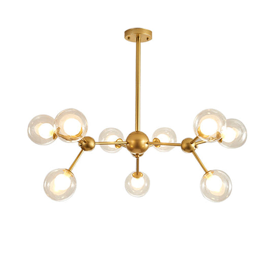 Modern Clear Glass Bubble Chandelier With Starburst Design - 9/12/15 Lights Black/Gold