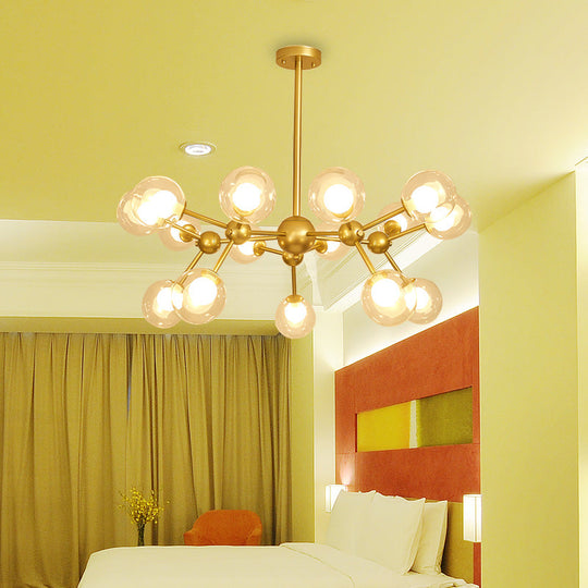 Modern Clear Glass Bubble Chandelier With Starburst Design - 9/12/15 Lights Black/Gold 12 / Gold