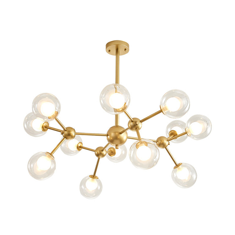 Modern Clear Glass Bubble Chandelier With Starburst Design - 9/12/15 Lights Hanging Light Fixture