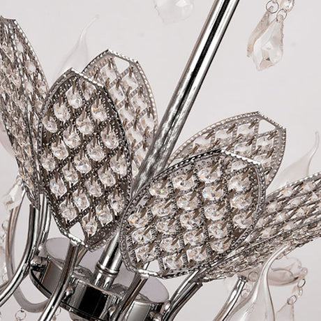 Vintage Silver Chandelier: Metal Ceiling Lamp - 3/5-Head Fixture With Candle & Crystal Ball