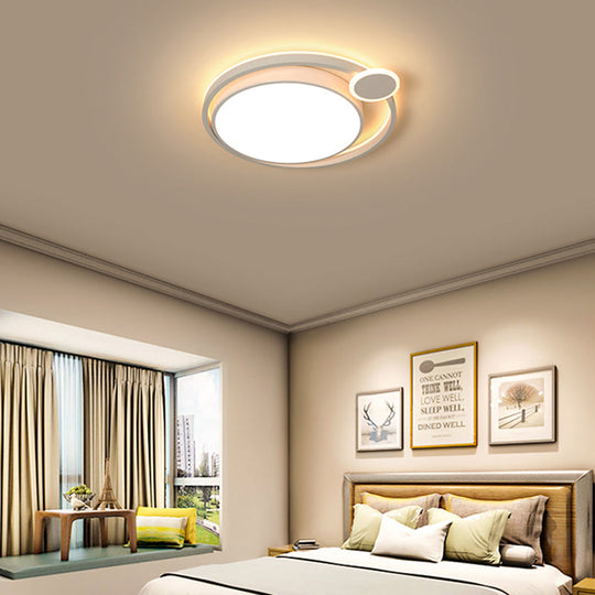 Nordic Metal Led Flush Mount Ceiling Lamp For Bedroom - 15’/18’/21.5’ Black/White & Warm/White