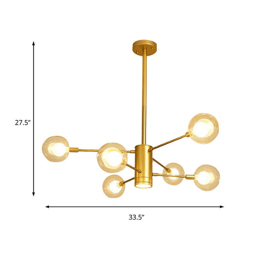 Modern Gold Chandelier Lamp With Clear Glass Shades - 6/8 Lights Ideal For Living Room Ceiling
