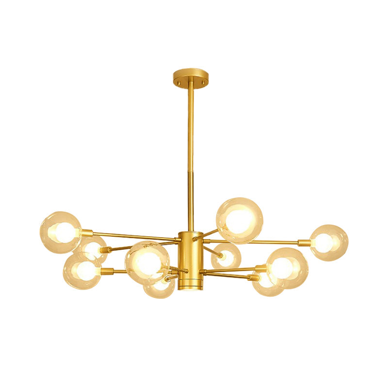 Gold Radial Design Chandelier: Modernist Glass Globe Light Fixture 10/12/16 Lights