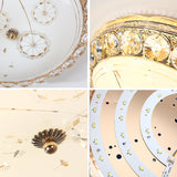 Opal Glass Led Ceiling Light With Crystal Accent In Modern Bowl Design