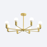 Gold Radial Chandelier With Bare Bulb - Modern 3/4/6 Ceiling Lights For Bedroom