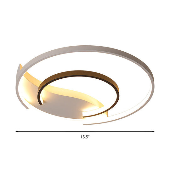 Black And White Simple Acrylic Led Flush Mount Light For Bedroom - Warm/White 16’/19.5’ Wide