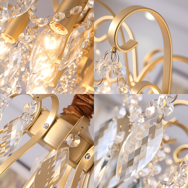 Vintage Golden Geometric Chandelier Lamp - Crystal & Metal 7/8 Lights Pendant Light