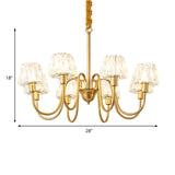 Modern Crystal Cone Ceiling Light With Brass Finish - 3/6/8 Lights And Curved Arm