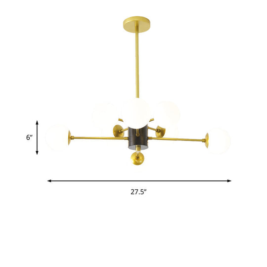 Modernist Milk Glass Chandelier With Burst Design - 6/8/9 Light Hanging Ceiling Lamp In Gold