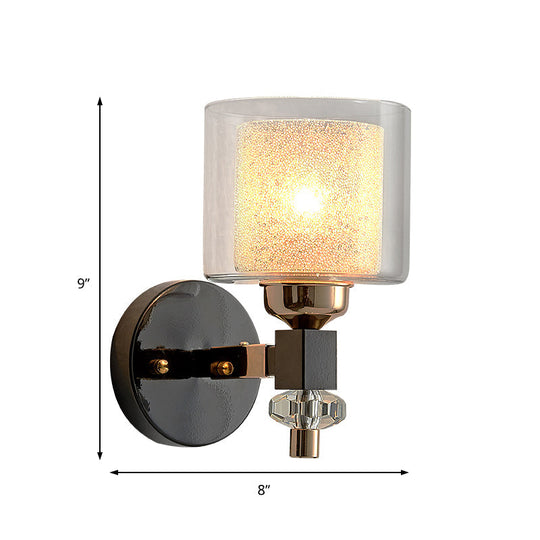 Modern Black Cylinder Wall Mount Sconce Lamp For Hallway