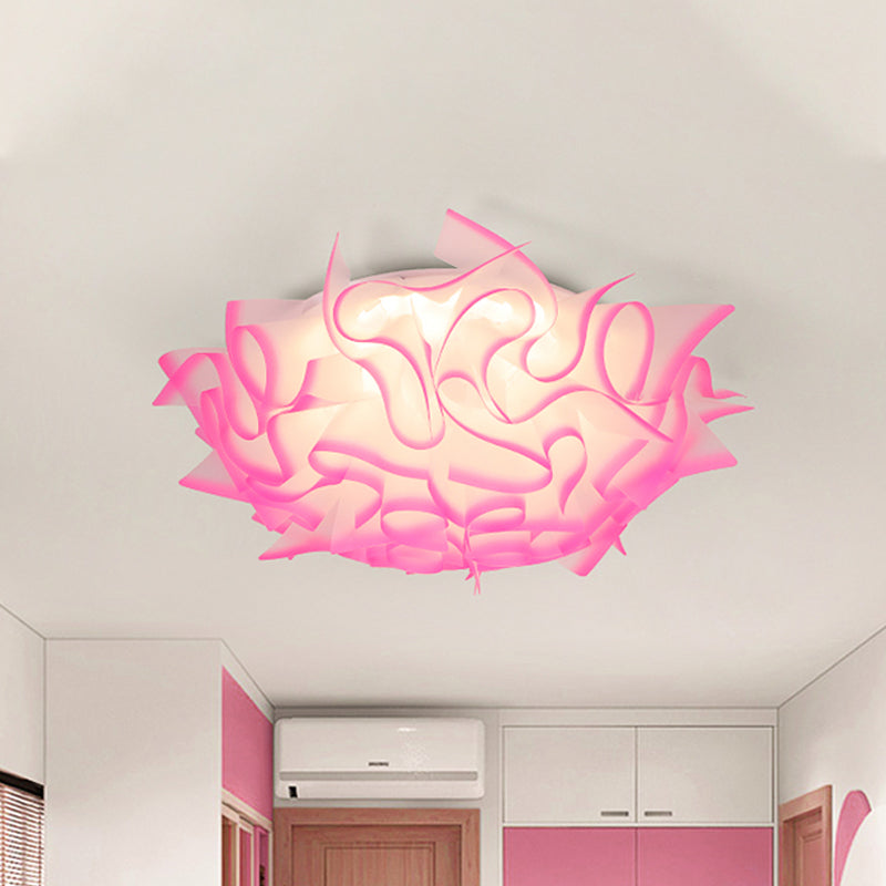 Contemporary Led Flush Ceiling Light With Twist Acrylic Shade - Vibrant Pink/Orange/Blue For