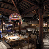 Boho Dome Pendant Light - Metal 1-Bulb Aged Brass/Rust Hanging Lamp With Crystal Bead For