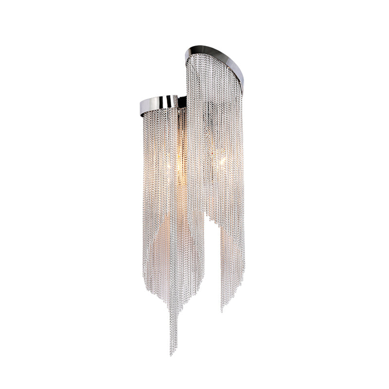 Modernist Aluminum Tassel Wall Sconce Light In Gold/Silver For Living Room