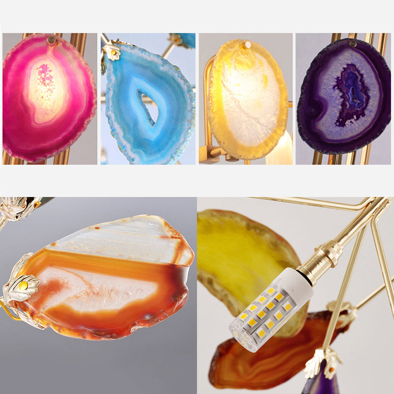 Gold Metallic Branch Sconce Light With Colored Crystal Deco - 2 Lodge Style Wall Lights