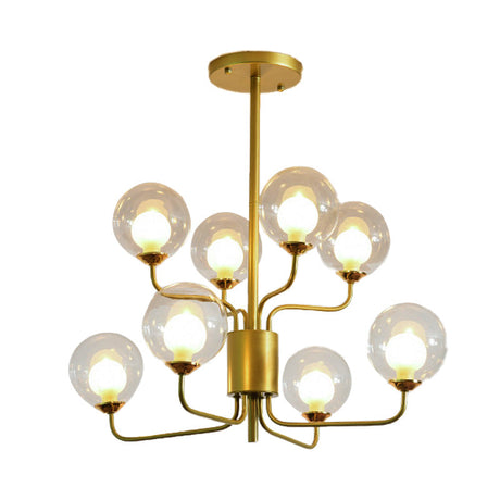 Contemporary 2-Tier Ball Clear Glass Chandelier - Elegant Radial Design With 8/12/18 Lights