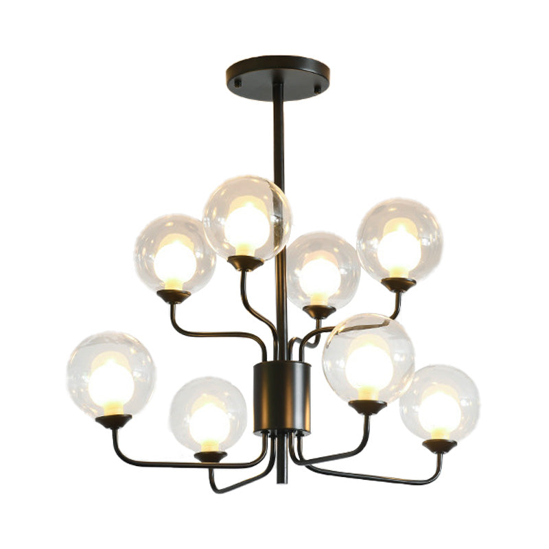Contemporary 2-Tier Ball Clear Glass Chandelier - Elegant Radial Design With 8/12/18 Lights