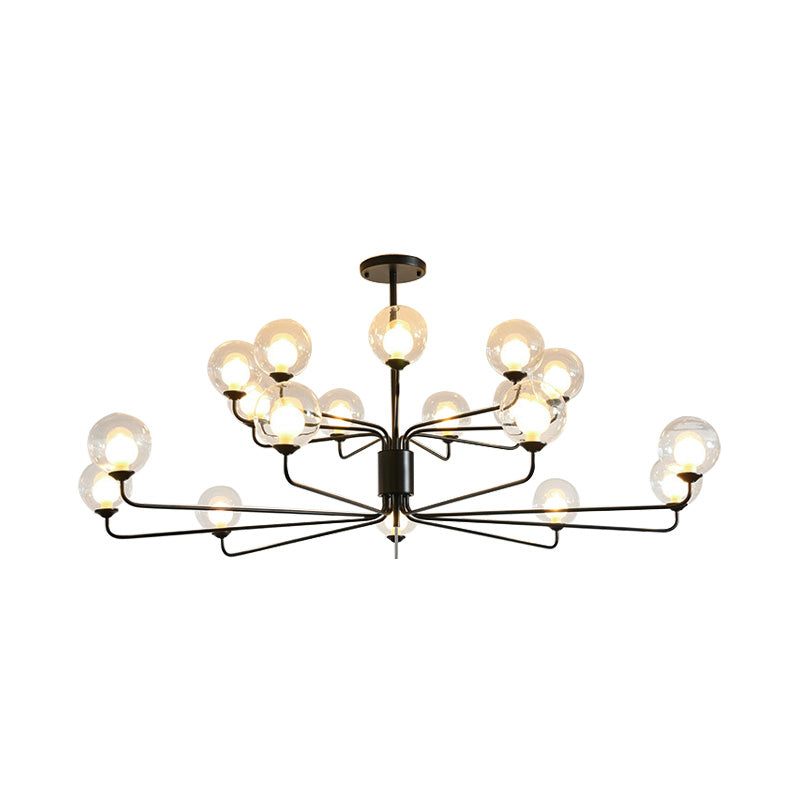Contemporary 2-Tier Ball Clear Glass Chandelier - Elegant Radial Design With 8/12/18 Lights