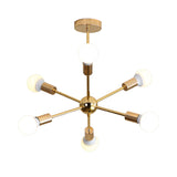 Modern Metal Starburst Chandelier Light - 6/10/12 Lights 26/38.5 Wide Gold Finish Bare Bulb Hanging